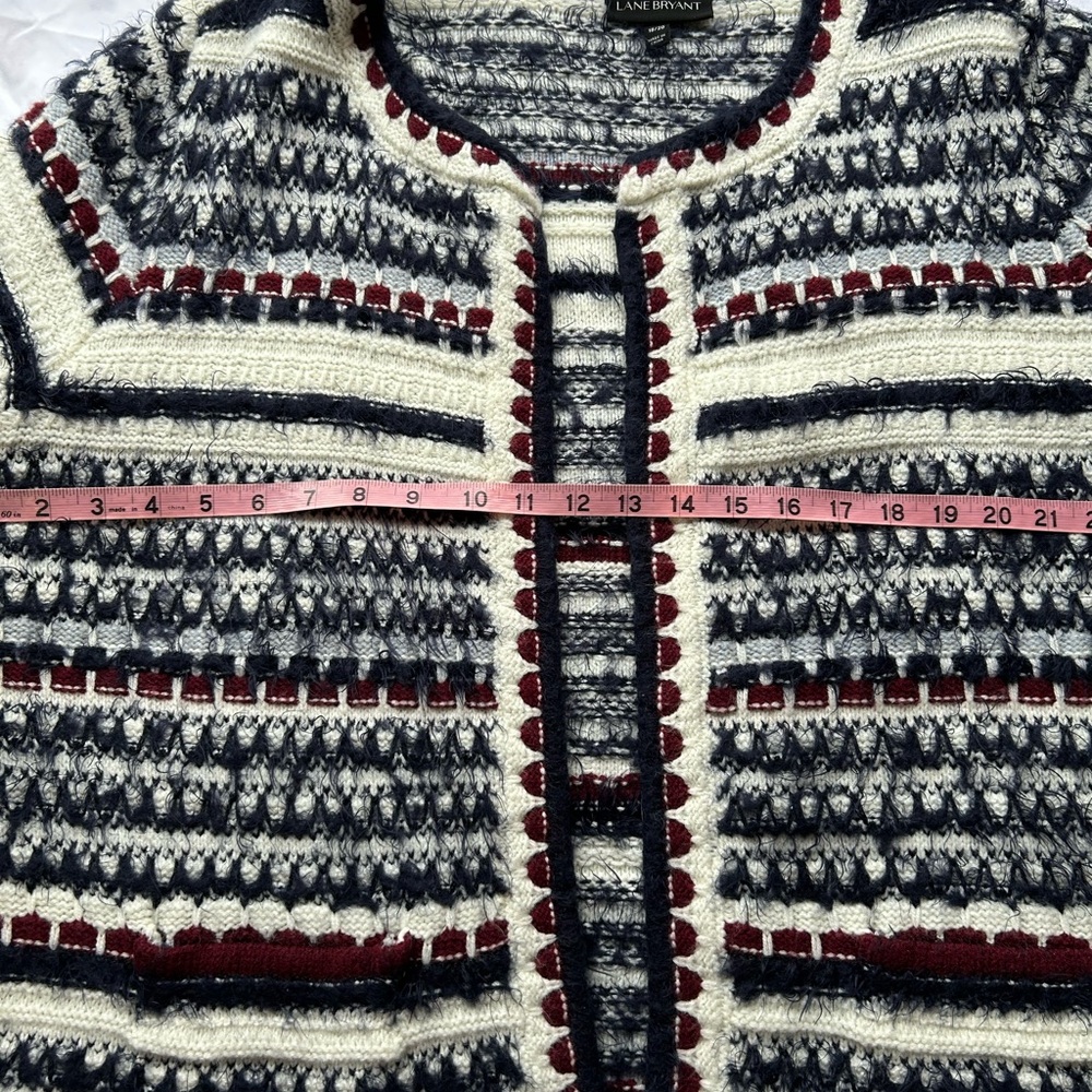 Lane Bryant Multicolor blue & burgundy sweater cardigan 18/20 - Picture 4 of 12